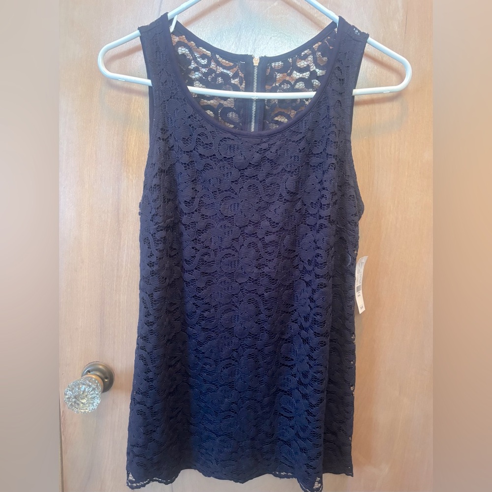 NY&C Navy Lace Sleeveless Top